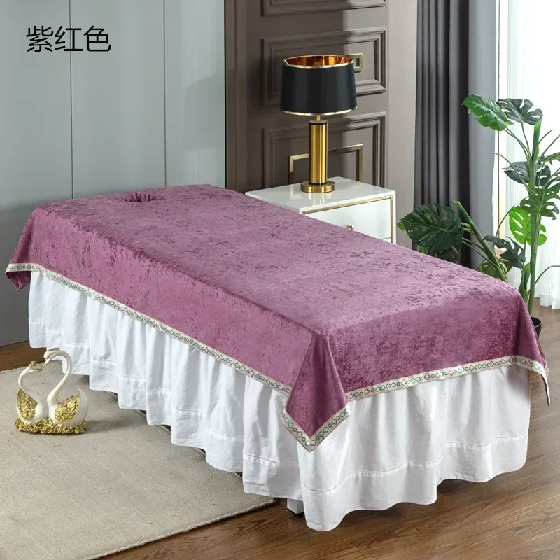 New Chenille Beauty Salon Bed Sheets SPA Massage Table Bed Cover Bedspread Solid with/no Hole Soft Flat Bed Sheet Mattress Cover