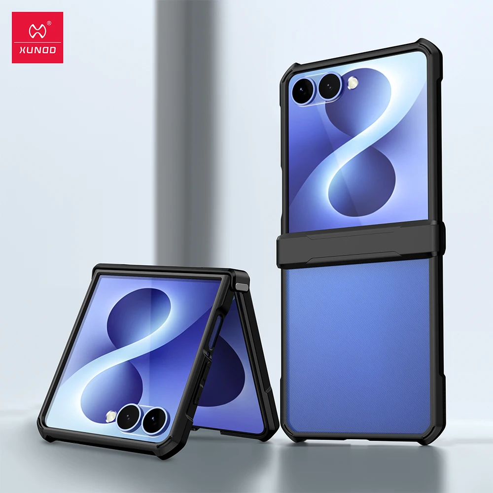 Xundd TPU Shockproof Magnetic Case For Samsung Galaxy Z Flip 7 8 Ring Case Camera Protect Airbag Shell with 360° Spin Holder