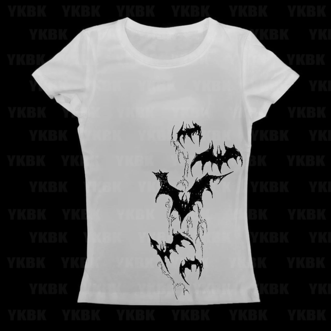 T-Shirt mit Fledermaus-Print im Y2K-Punk-Stil der 2000er Jahre, Vintage-Oberteil für Mädchen, Harajuku-Grafik, Damen-T-Shirt mit kurzen Ärmeln, Streetwear, sexy
