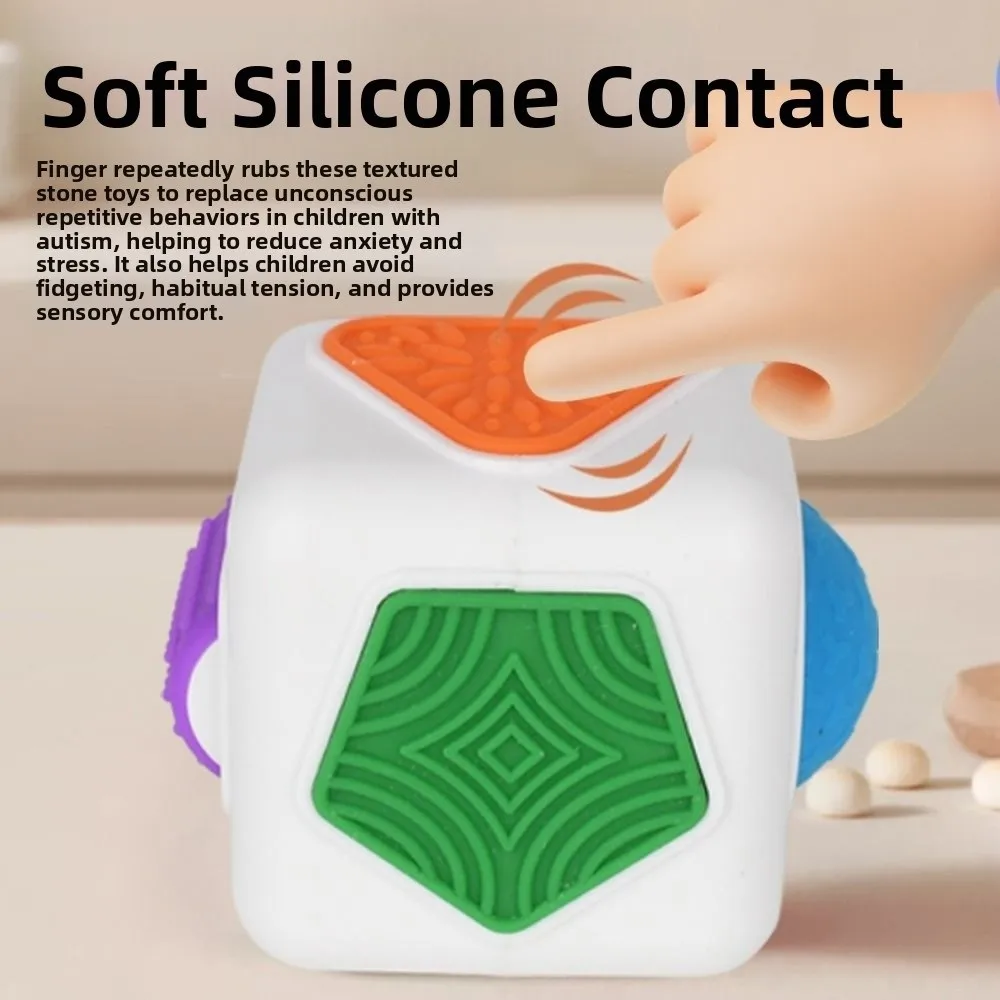 

Multi-faceted Sensory Hexahedron Geometry Hexahedron 3D Stereoscopic Sensory Cube DIY Design Silicone Material Fingertip Roller