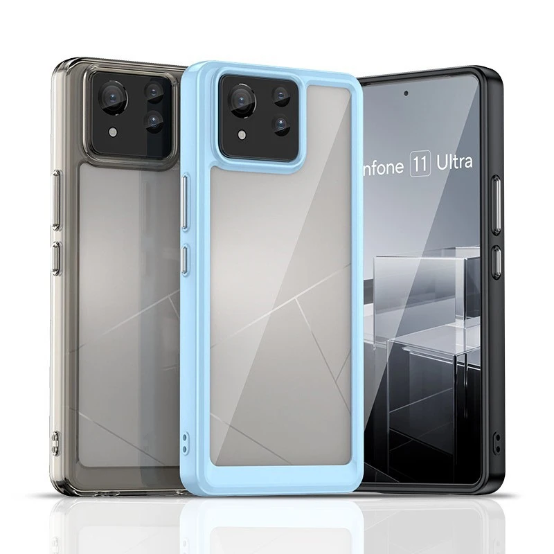 Transparent PMMA Case For Asus Zenfone 11 Ultra 10 9 Zenfone11Ultra Zenfone10 Zenfone9 TPU Colorful Soft Border Hard Shell Cover