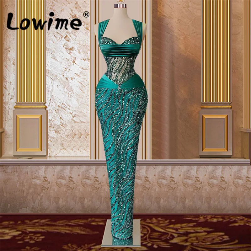 

Green Party Dresses Mermaid Beaded Crystals Evening Gowns 2022 Bespoke Occasion Dresses Long Prom Dress Robes Custom Made