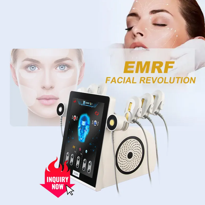 6 Handle EMS Facial Sculpt EMRF V line Facial Lifting Machine RF Skin Tightening Wrinkle Removal Ems PE Face Massager Machine