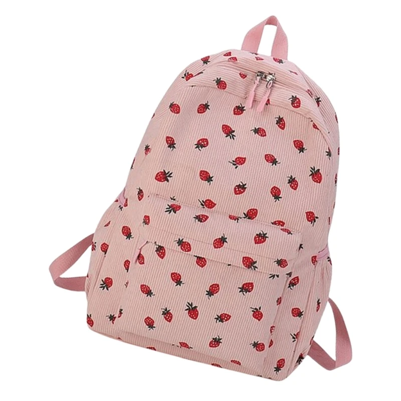 Strawberry Backpack Student School Backpack Laptop Backpack untuk Wanita Remaja Dropship