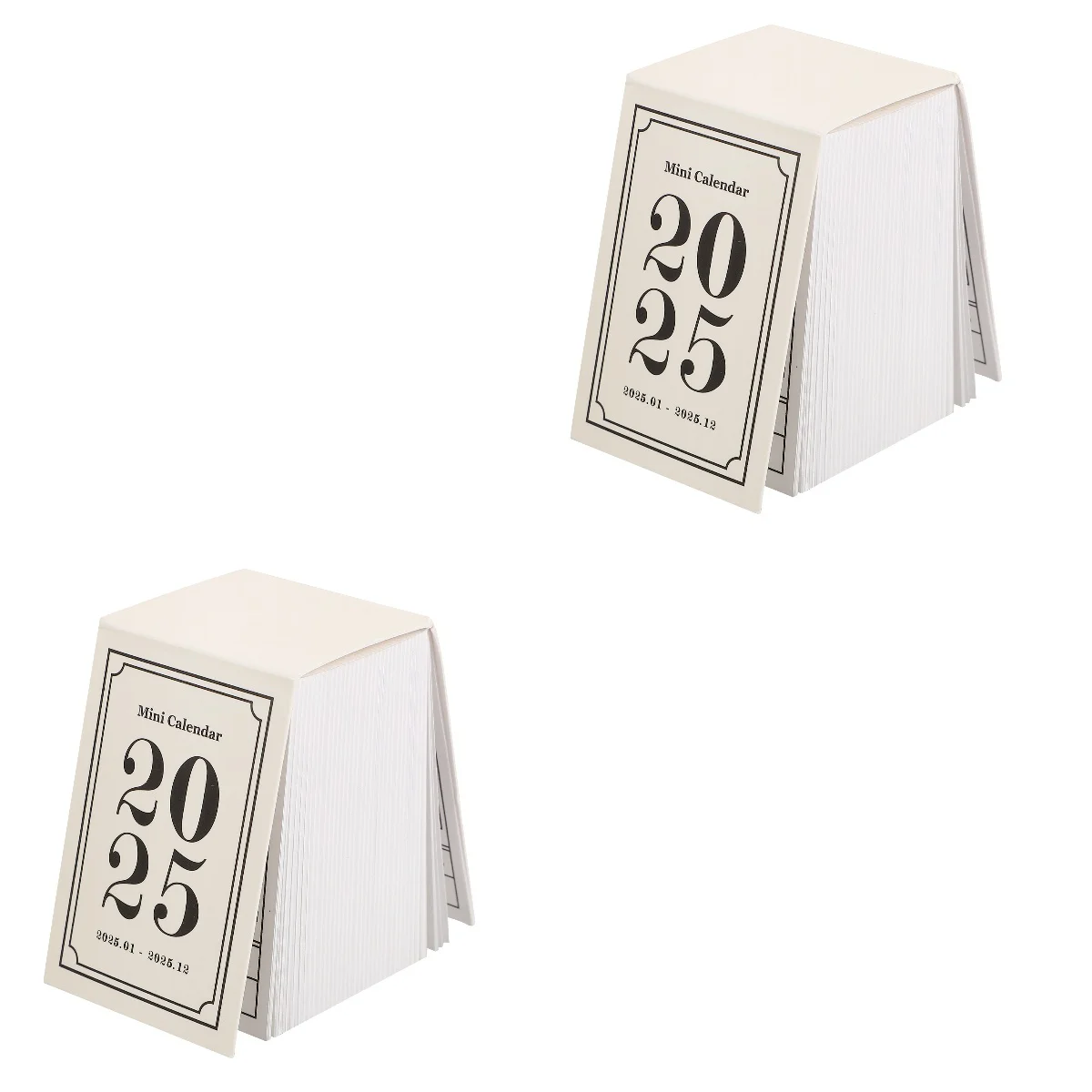 Mini calendário retro para mesa, papel de planejamento, desktop, decoração do lar, bricolage, conjunto de 2, 2025