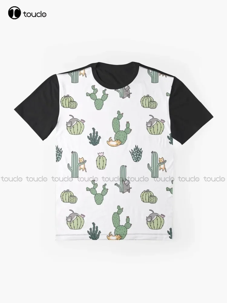 Cacti Cats Graphic T-Shirt Digital Printing Tee Shirts Streetwear Xxs-5Xl New Popular Unisex Christmas Gift