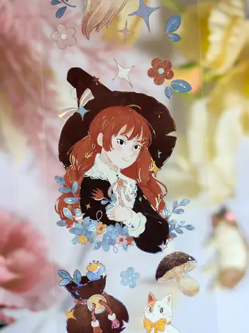 Cute Witch Girl Washi PET Tape Shiny Catmint Teahouse Studio