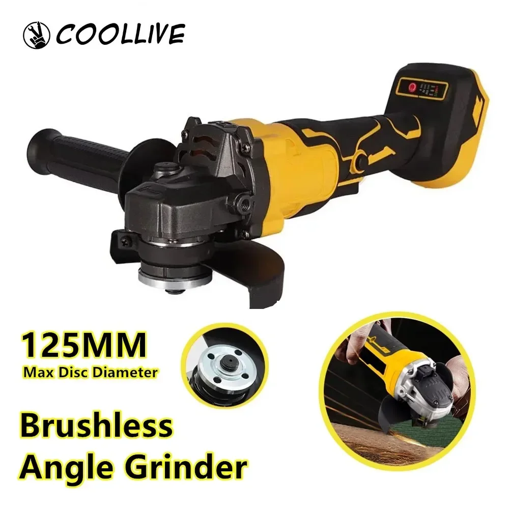 

125MM Brushless Angle Grinder Metal Cutting Machine Polishing Grinder For DeWALT 20V Lithium Battery High Speed Electric Tools