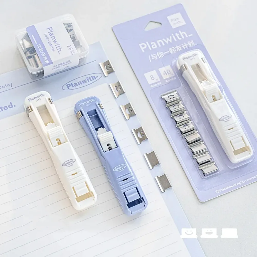 New Smile Design Push Paper Clip Mini Binder Reusable Pusher Set Plastics Paper Clip Tools School