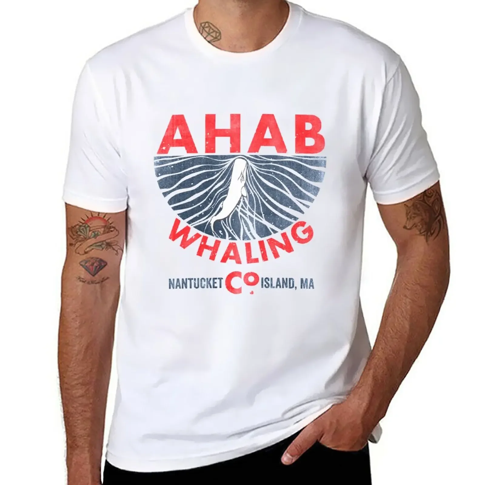 Ahab Whaling Company (Moby Dick) T-Shirt vintage for a boy sweat plain white t shirts men