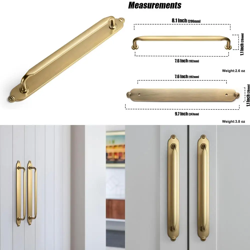 

Ручки шкафа из цинкового сплава цвета шампанского и бронзы с задней пластиной, центры отверстия 192 мм, идеально подходят для шкафов для спальни и кухни