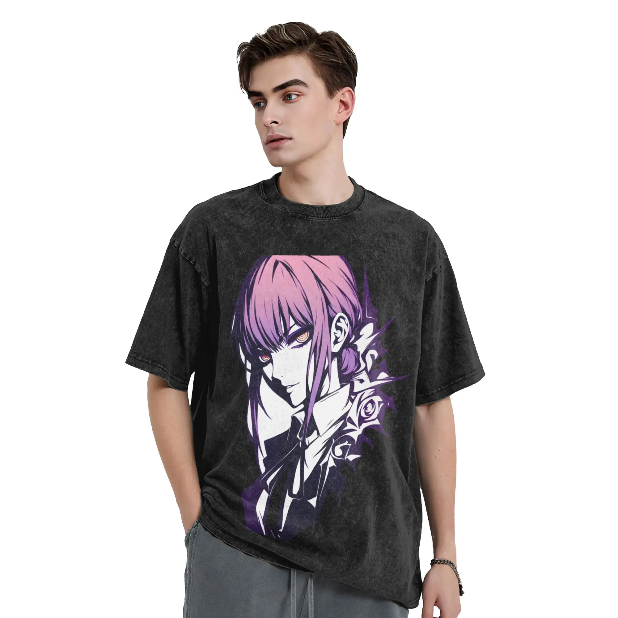 Chainsaws Man T Shirt Beach Makima Portrait Streetwear T-Shirts Cotton Leisure Tee Shirt For Mens Short Sleeve Design Clothes