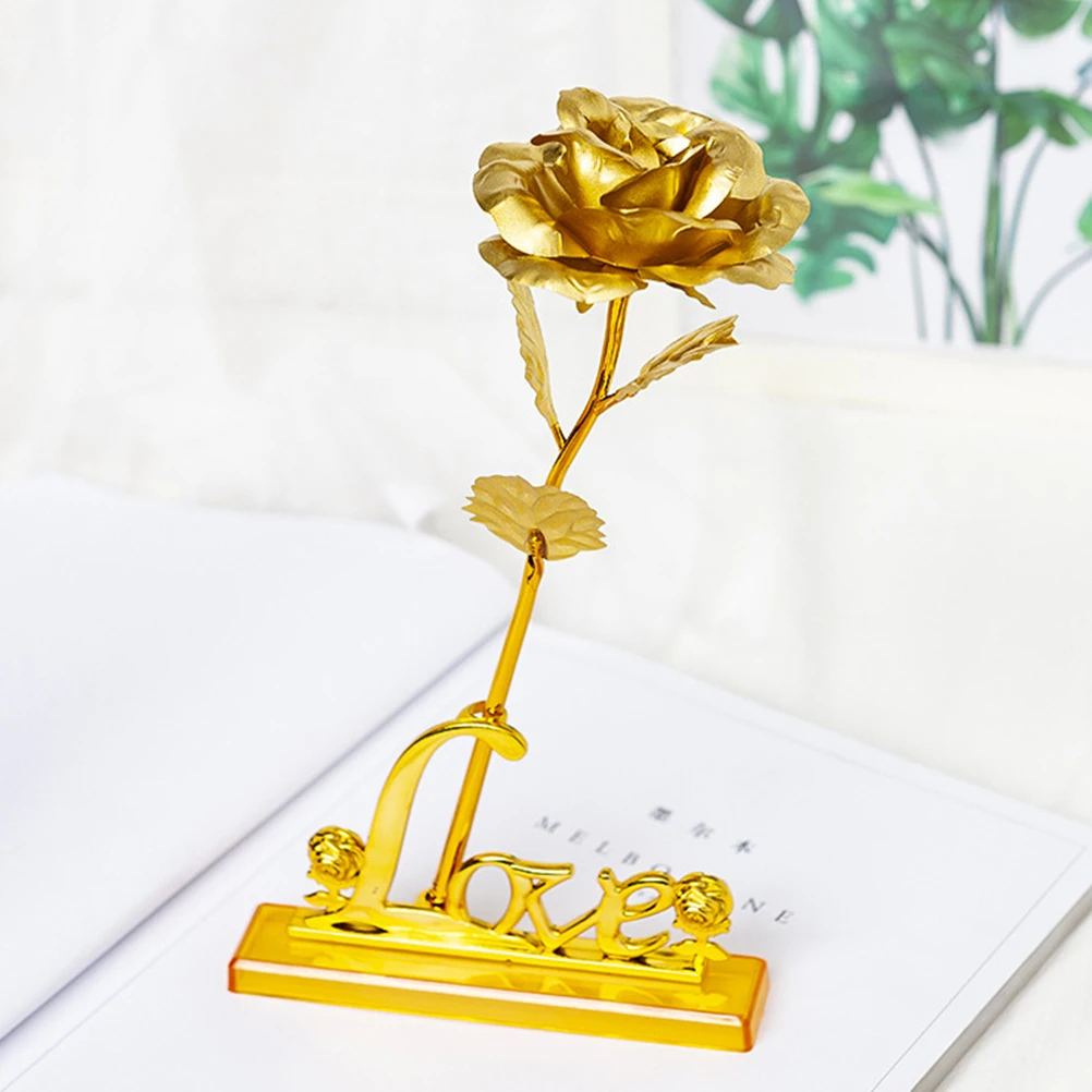 

5Pcs Gold Foil Rose Ornament Creative Love Alphabet Desktop Decoration for Home Office Tabletop Adornment Living Room Decor