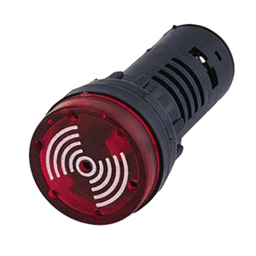 ABILKEEN AD16-22SM/AD16-16SM 16/22mm Plastic Buzzer 12V/24V/220V Flash Warning Plastic Buzzer Red LED Light