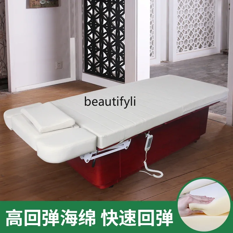 Club Beauty Salon Electric Solid Wood Facial Bed High-End Massage Bed Massage Heating Bed