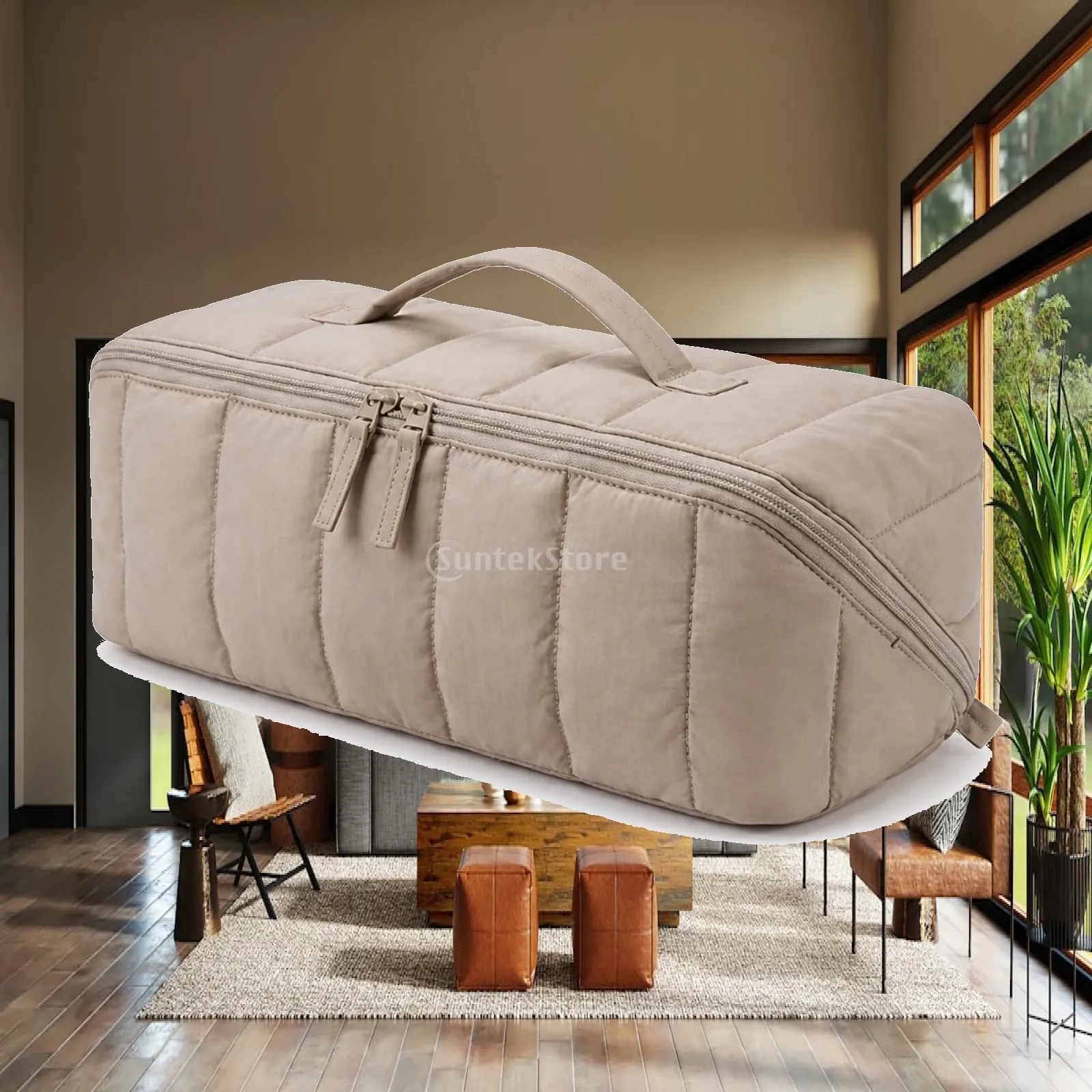 Hair Tool Organizer Travel Case for Dryer and Styler with Elastic Straps Zippered Pouch Cotton PVC Vanity Storage