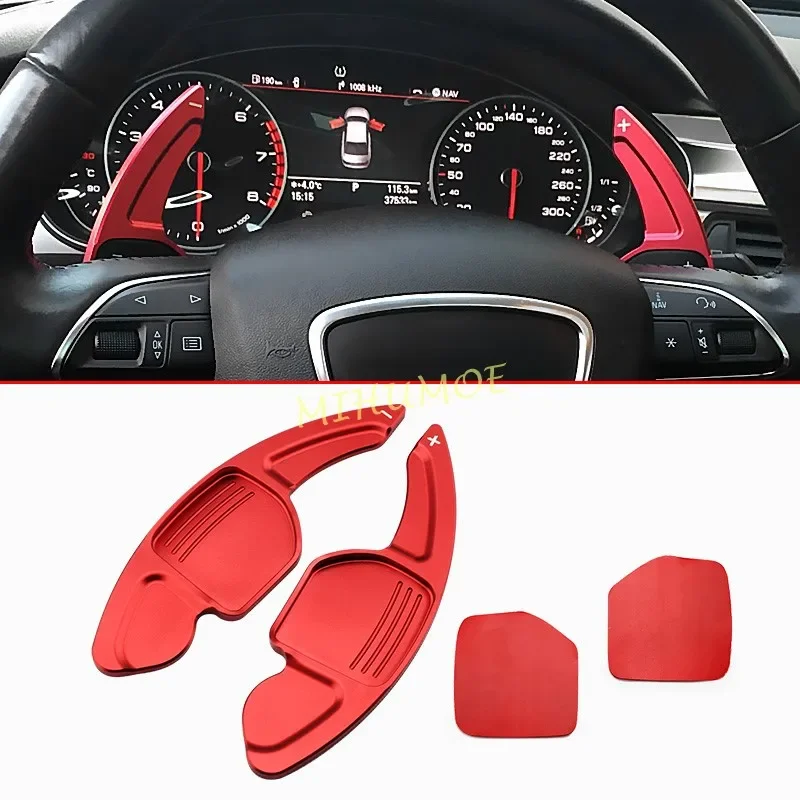 Aluminum Interior Steering Wheel Paddle Shifter Extension Trims For Audi Q3 Q5 A3 A4 B8 A5 A6 C7 A7 A8 TT Red