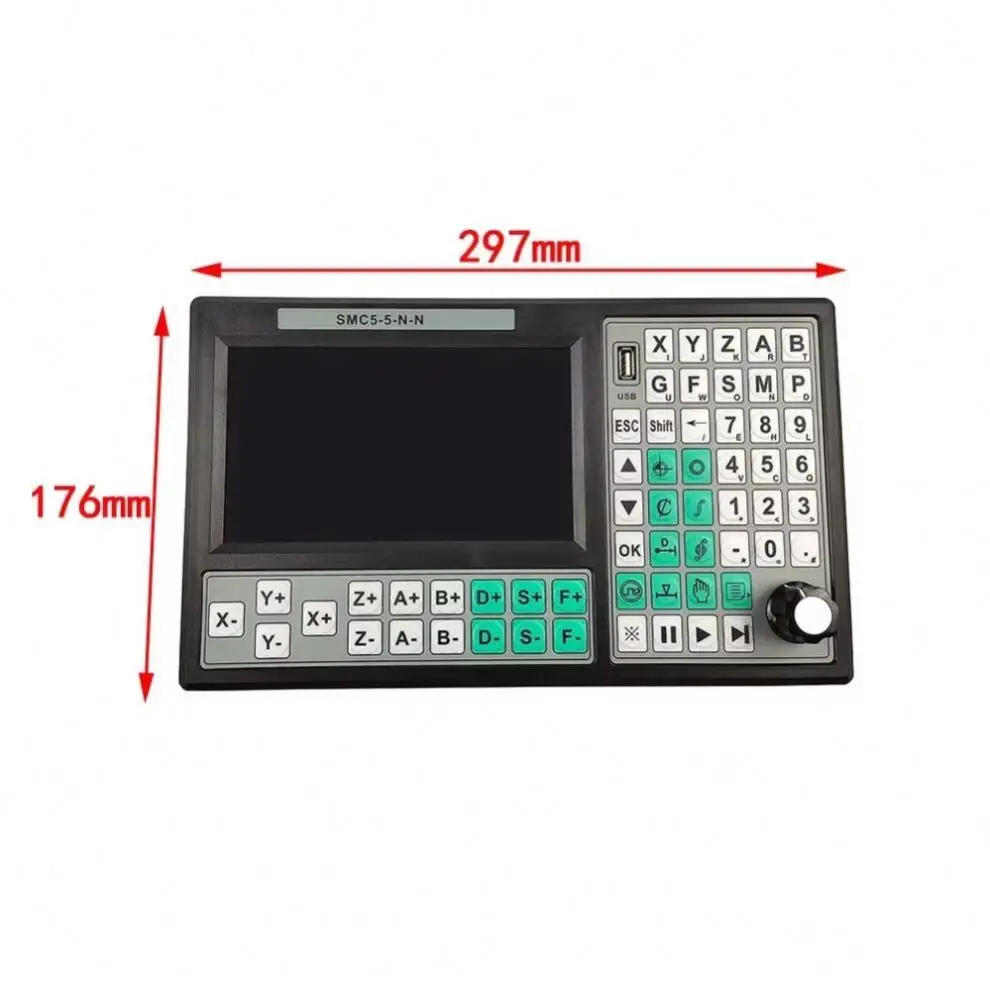 Controlador CNC Offline ANDUUK SMC5-5-N-N de 5 eixos/6 eixos, Sistema de Controle de Movimento de 500KHz com Roda Manual de Parada de Emergência
