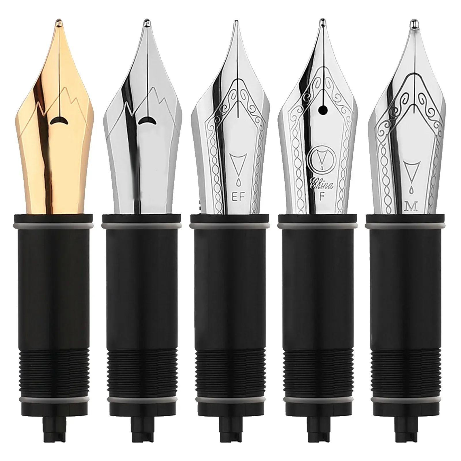 Banhado a ouro Universal Nib Set para Caneta-tinteiro, substituição Nib, Escrita Suprimentos, Mahohn C1, C2, 600S, M6, No.35, 3pcs