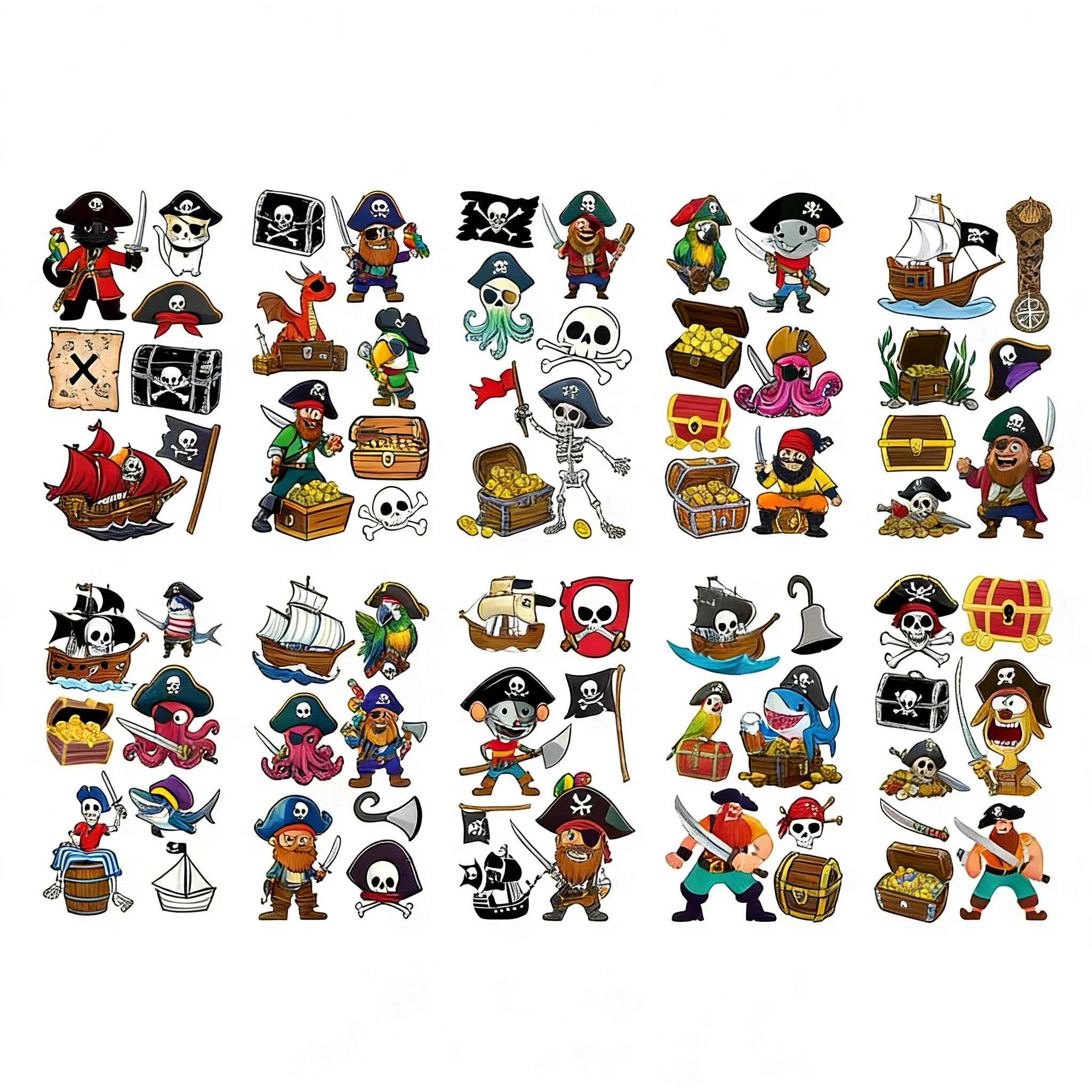 

Waterproof Pirate Cartoon Temporary Tattoos For Adults And Kids Fake Body Art Stickers Men Women Children Party Costume Cosplay