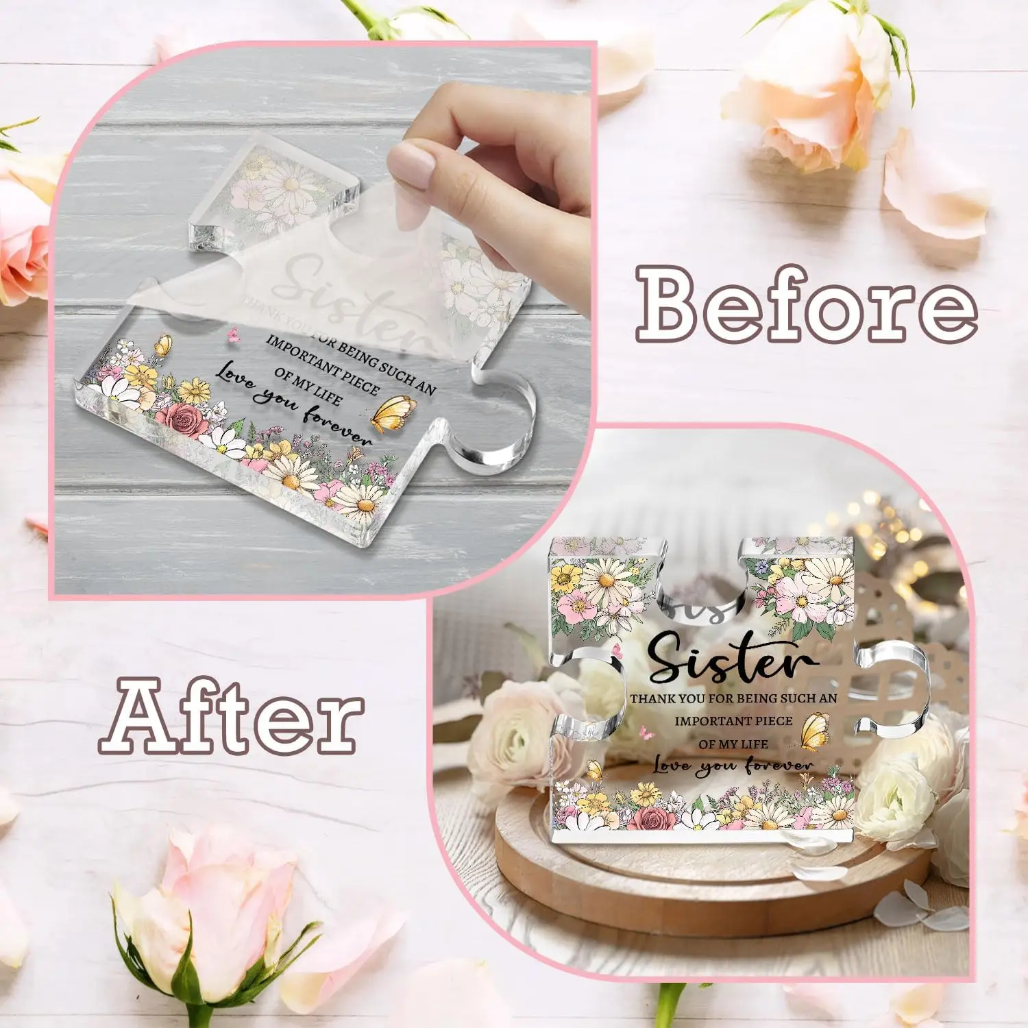 هدايا الأخت من الأخت الأخ 3.9 بوصة لوحة الأخت هدية عيد الأم للأخت هدايا عيد ميلاد شقيقة عيد الميلاد هدية شقيقة #3