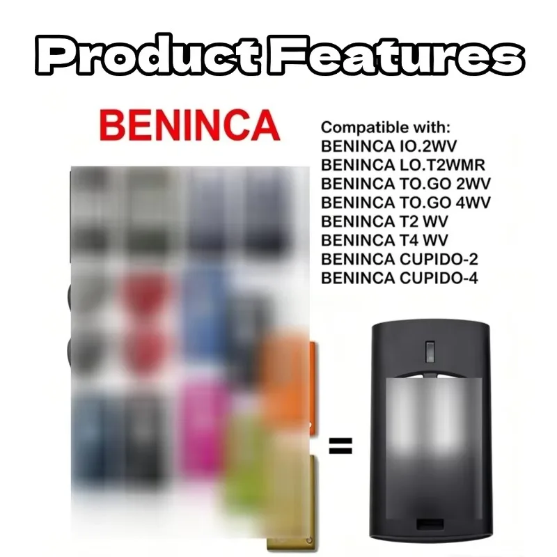 Gadoore TO.GO 2WV Garage Door Remote TO.GO 2WV TO.GO 4WV 433MHz Compatible with BENINCA TO.GO 2WV 4WV IO.2WV LO.T2WMR T2 WV T4