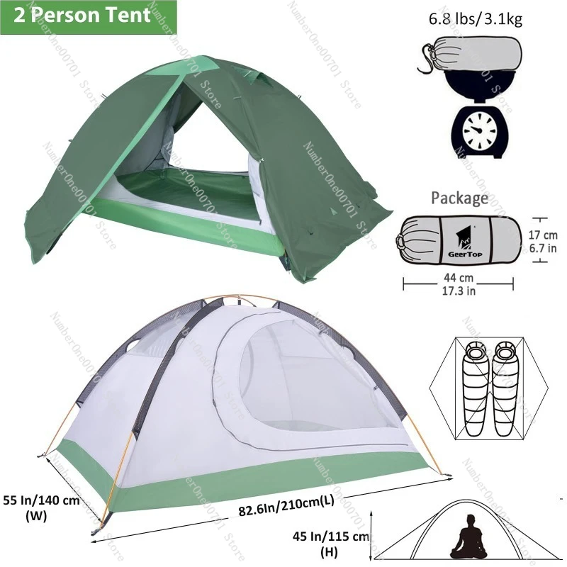 Cross-border lightweight tent outdoor hiking double double tent aluminum pole field camping tent rainstorm protection