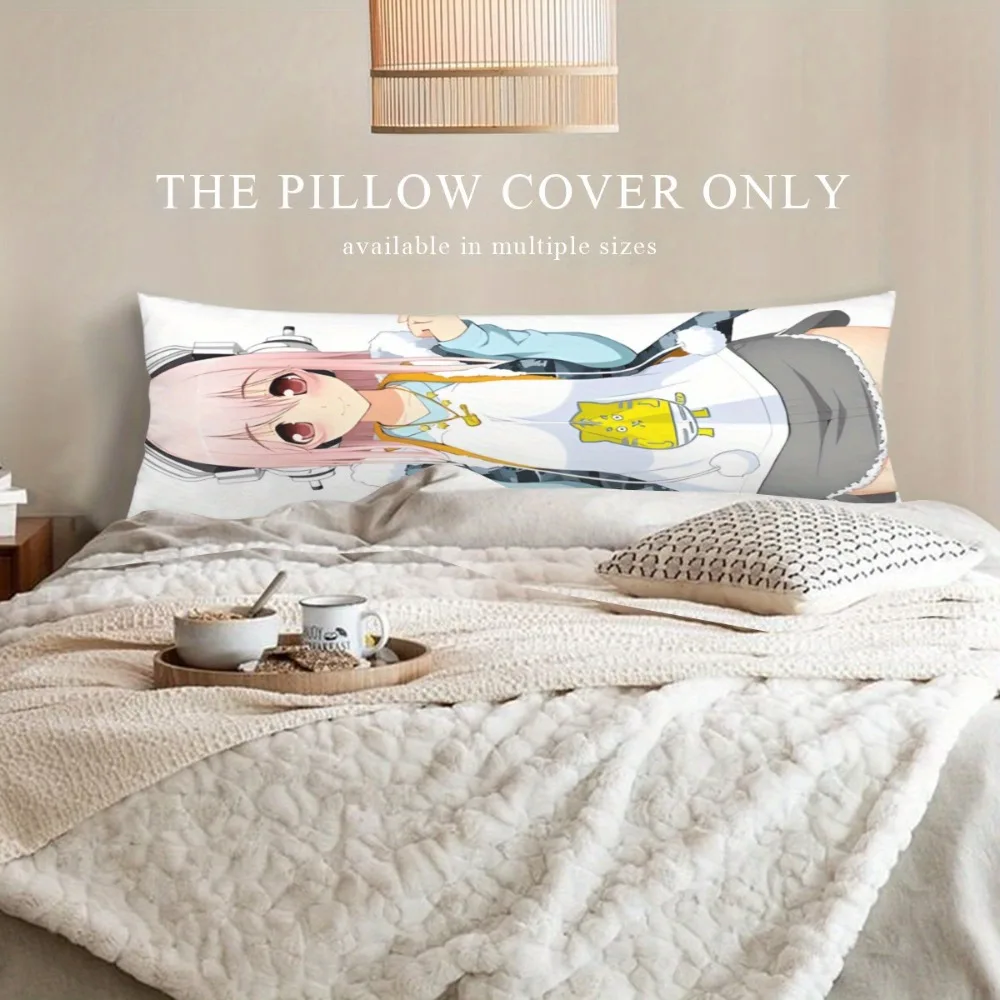 Anime Full-Body Pillow Cover Measuring 20X59 Inches (50X150 Cm), Made of Low-Allergen Polyester with a Zipper Closure, Side Supp
