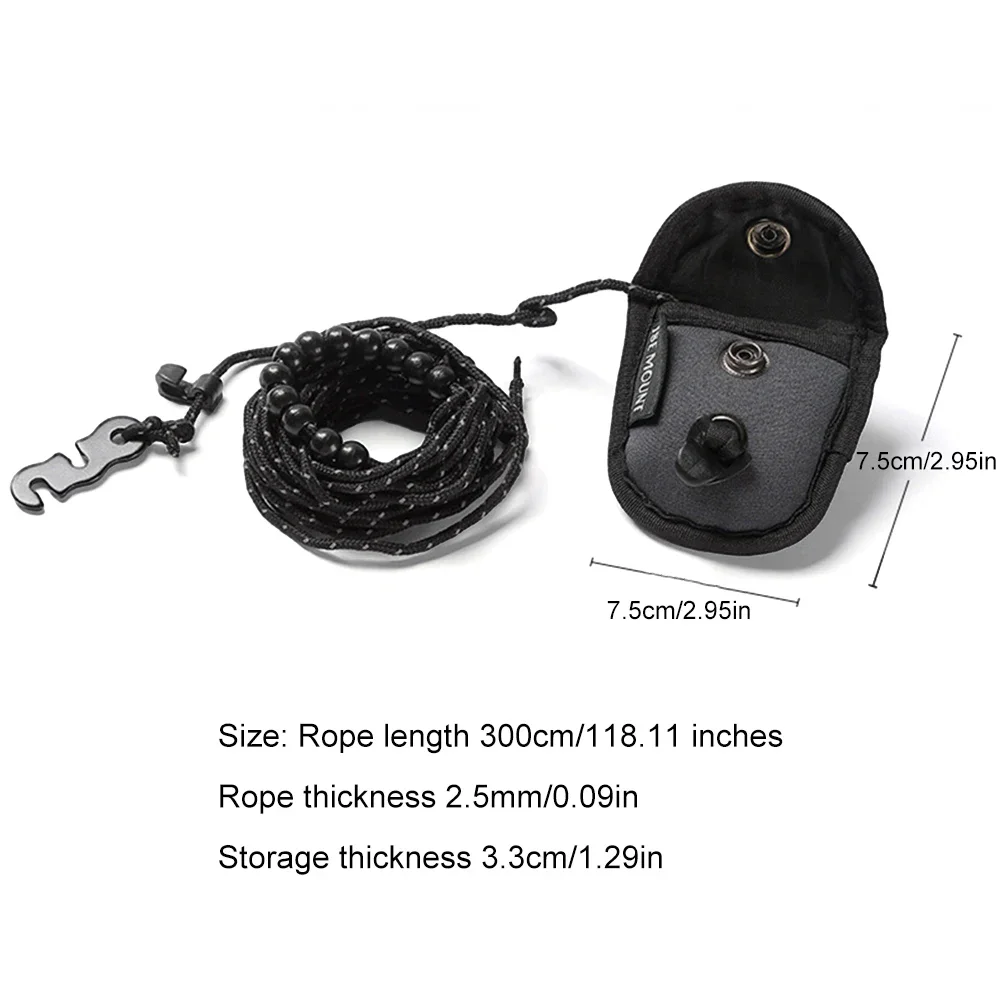 حبل غسيل محمول مطرز بطول 3 أمتار - خط غسيل خارجي قابل للتعديل ومقاوم للرياح للتخييم والسفر #6