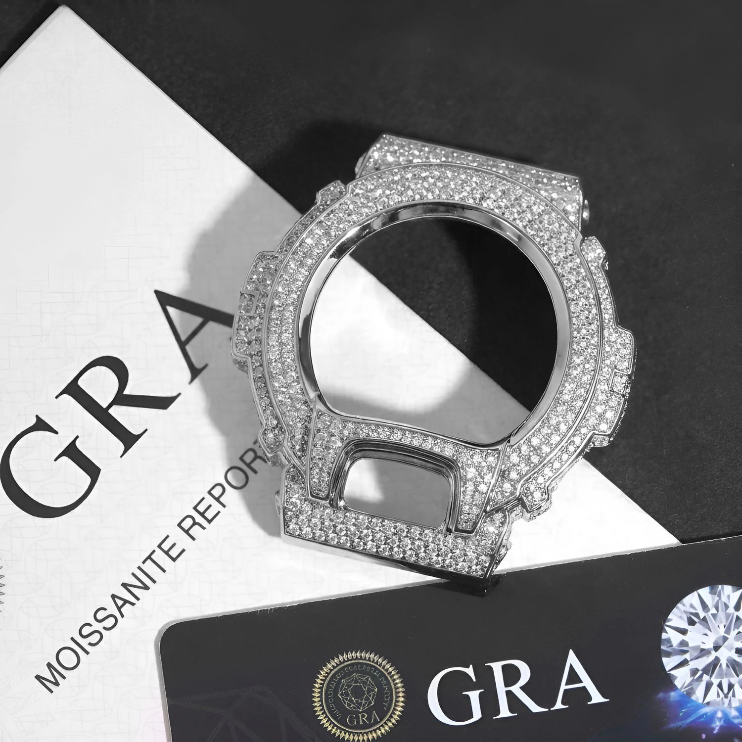 THE BLING KING Full Iced Out Moissanit Watch Case For DW6900 Cubic Zirconia Replacement Cover Hip Hop Luxury Mod Accessory