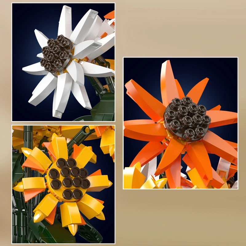 Mould King 24111 ramo de flores de juguete, conjunto de bloques de construcción de girasol MOC, decoración, juego de ladrillos de flores, regalo de Navidad para niños
