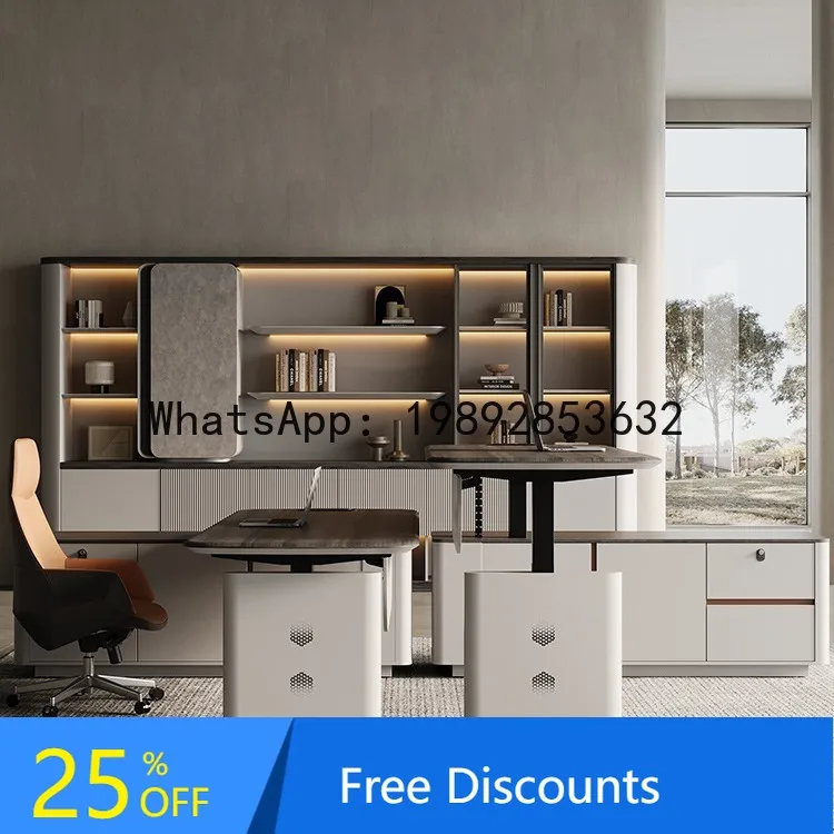 

CZ Electric Height Adjustable Office Desk and Chair Set Simple Modern Executive Office Desk
