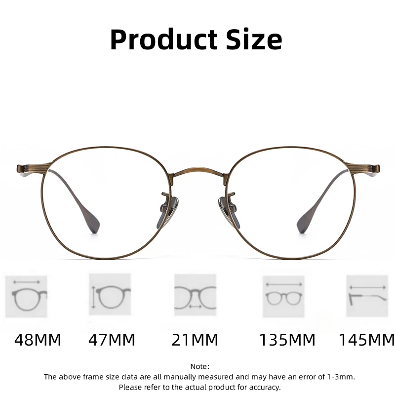 FIRADA Fashion Comfortable Glasses Retro Pure Titanium Eyewear Luxury Optical Prescription Eyeglasses Frame For Men Women 184-C