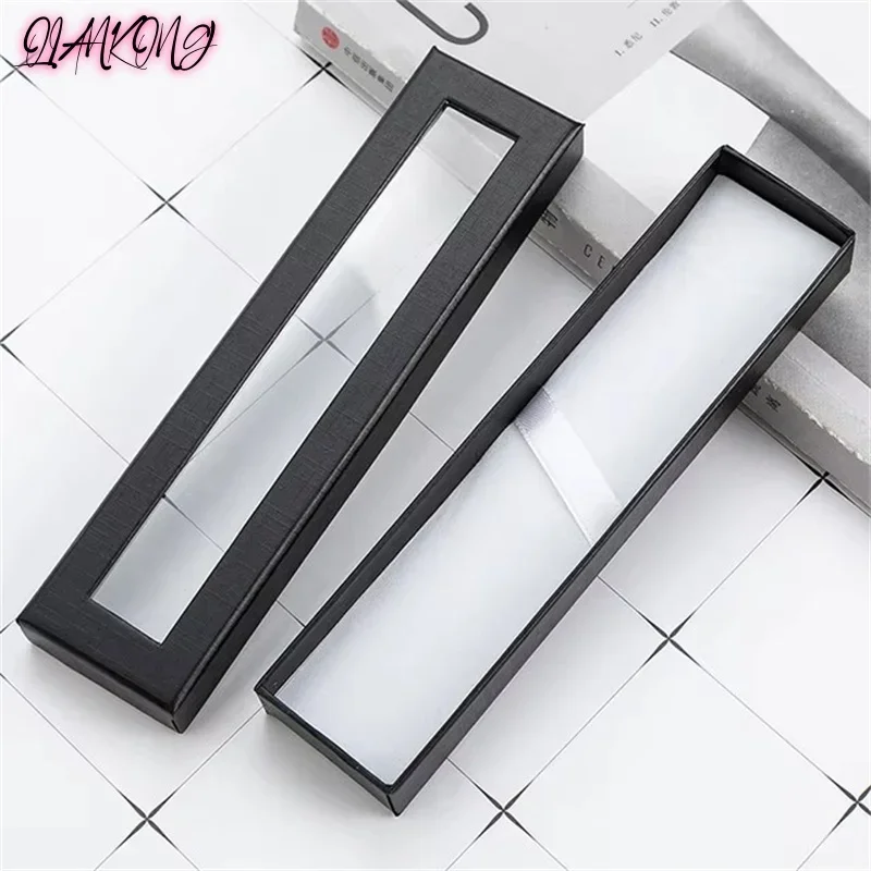 

Pencil Case Transparent Window Business Office Paper Gift Pen Box Case Cardboard Pen Box Pen Wrapping Supplies Caixa De Lápis