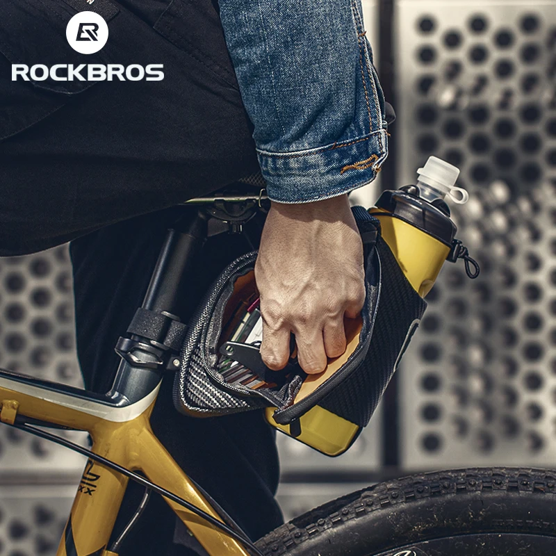 ROCKBROS 1.5L bisiklet eyer çanta su itici yansıtıcı MTB yol bisikleti su cep şişesi koltuk sonrası çanta bisiklet aksesuarları