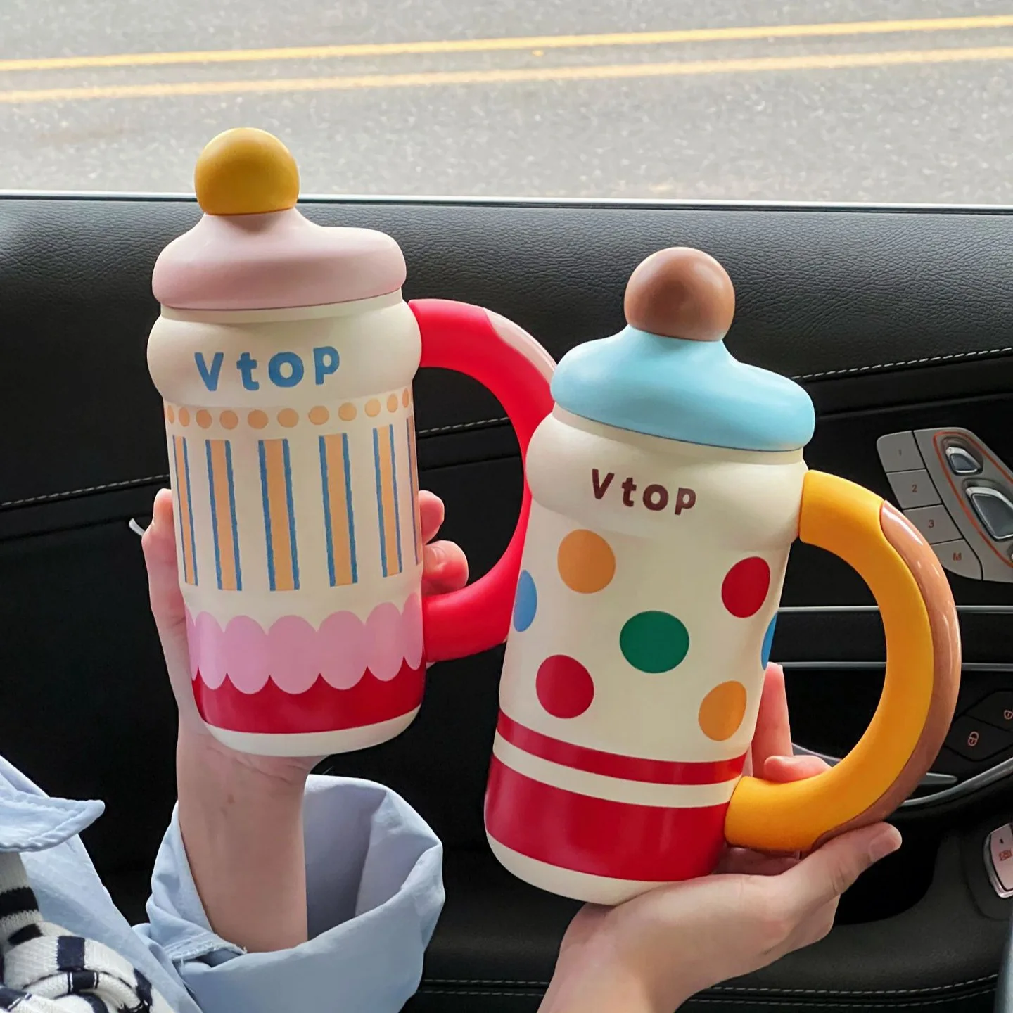 الأكثر مبيعا معكرون اللون الحفاظ على الباردة والحرارة كوب الثلج الفولاذ المقاوم للصدأ كوب معزول المحمولة سيارة المزدوج كوب ماء للشرب #1