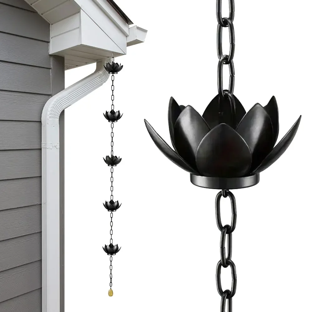 

1pcs Hanging Lotus Metal Rain Chain Rain Catcher For Gutter Roof Decoration Metal Drainage Rain Chain Downspout Tool For Outdo