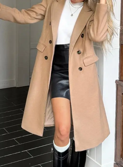 

Женский однотонный плащ на пуговицах, осенне-зимний модный повседневный плащ для отдыха для женщин