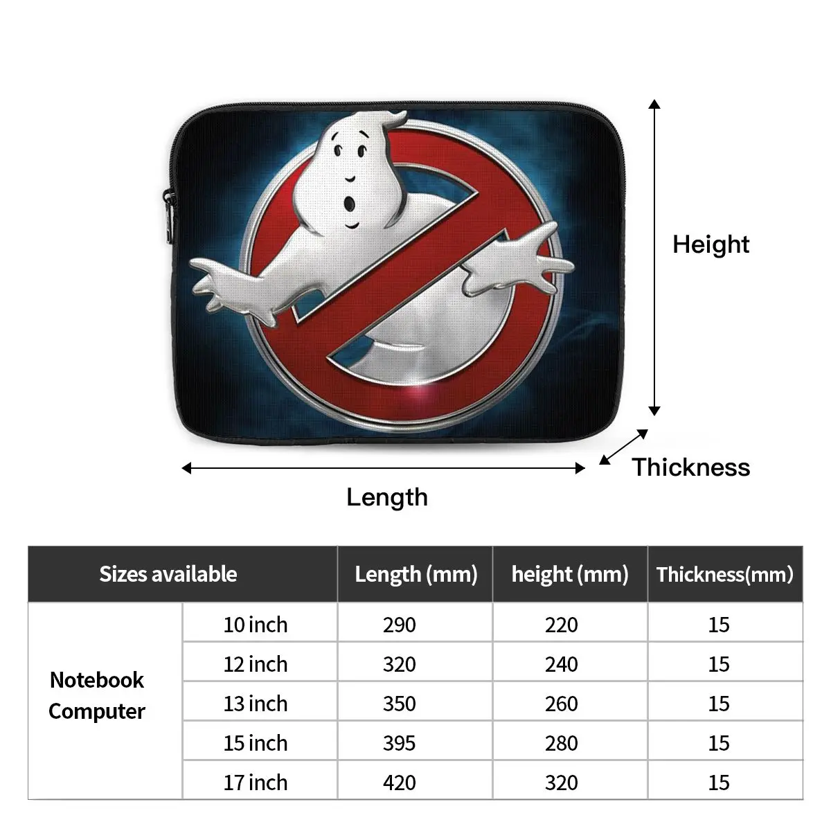 The GhostBusters Logo Pattern Notebook Laptop Bag Case Pouch Notebook Sleeve Cover Bag Tablet Shockproof Case Bag