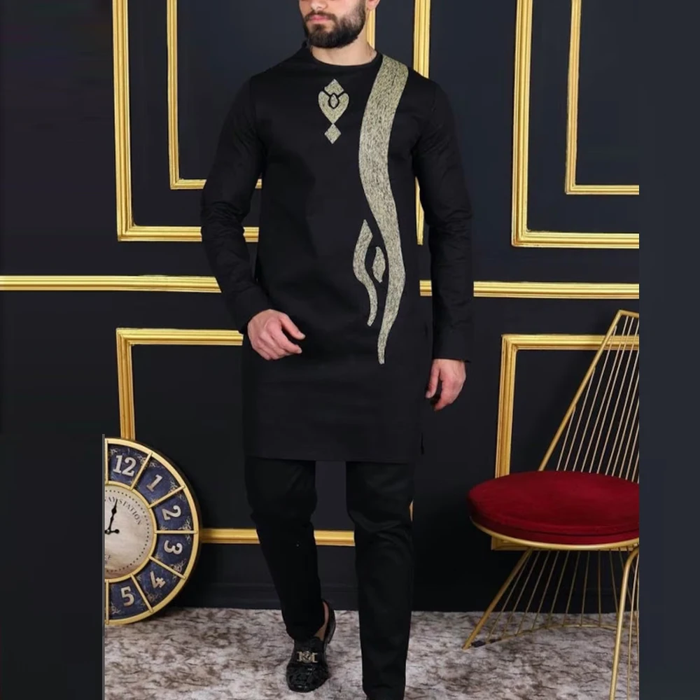 Dashiki Spring Summer Hot Sale Of The Middle East National Style Personality Bronzing Leisure Slim Young Men\'s Long Sleeve Suit