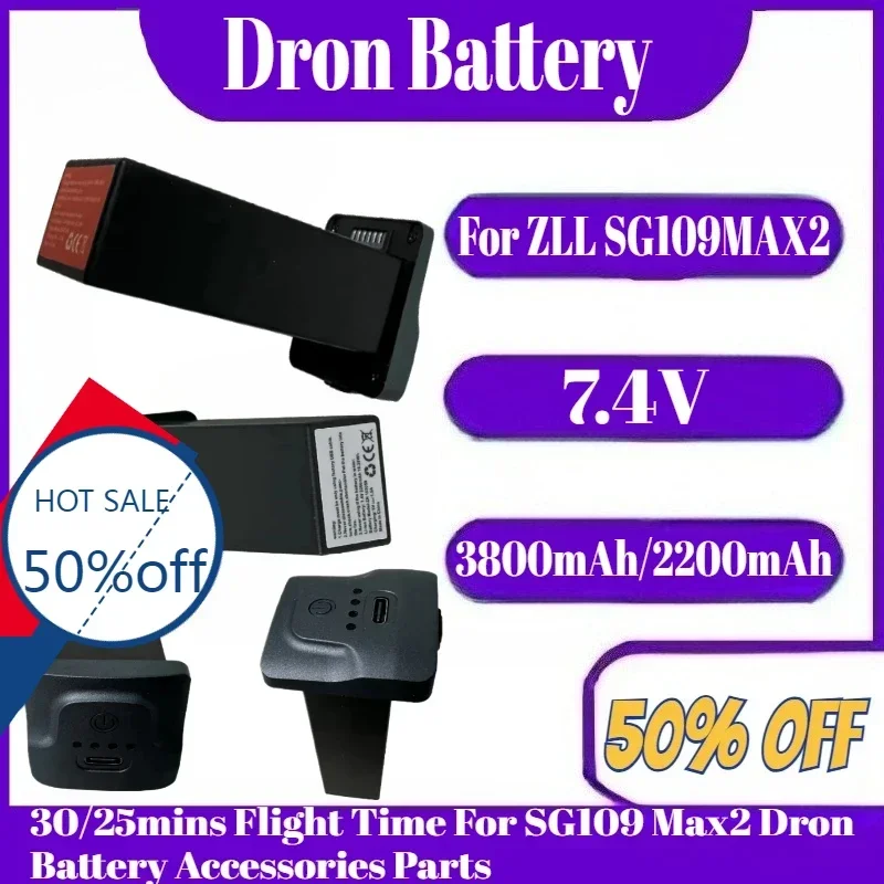 

For ZLL SG109MAX2 Battery 7.4V 3800mAh/2200mAh 30/25mins Flight Time For SG109 Max2 Dron Battery Accessories Parts