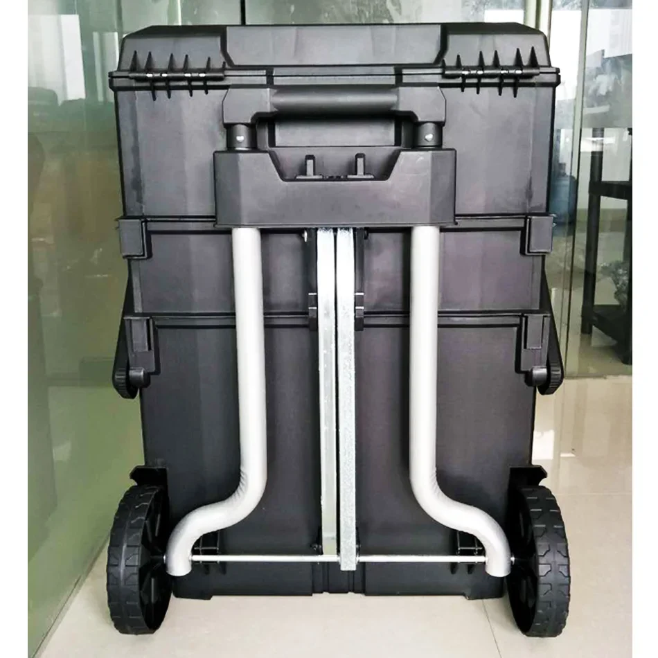 4-in-1 plastic tool box kit Stanley Fatmax style trolley stackable drawer tool box cart with wheels