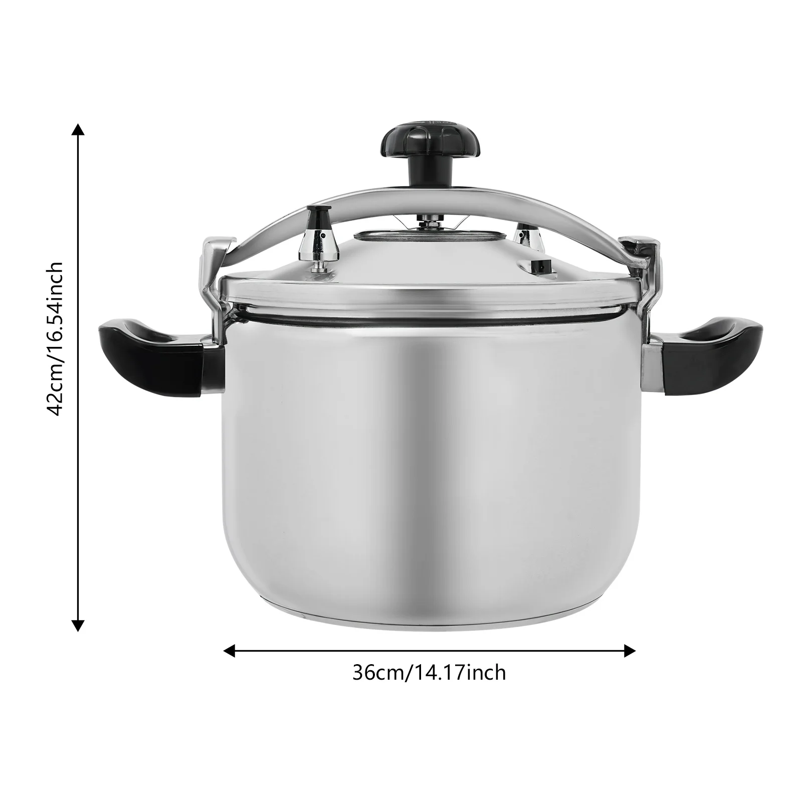طنجرة ضغط من الفولاذ المقاوم للصدأ 201 سعة 26 لتر/27.47 كيو تي، 3 طبقات من التصميم السفلي المركب وعاء طبخ الضغط 60 كيلو باسكال