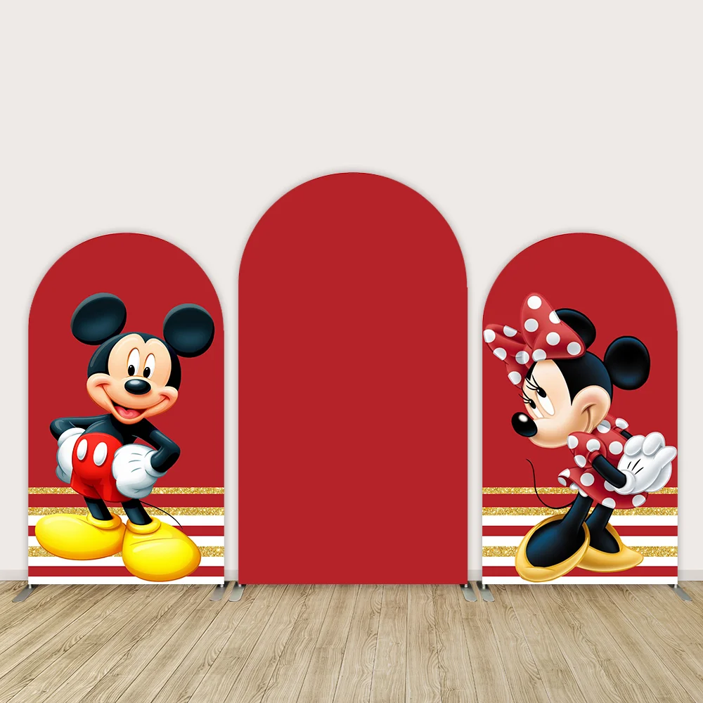 Mickey Mouse Theme Boys Birthday Party Arch Backdrop Covers Red Black Yellow Chiara Baby Shower Arched Wall Background Kits