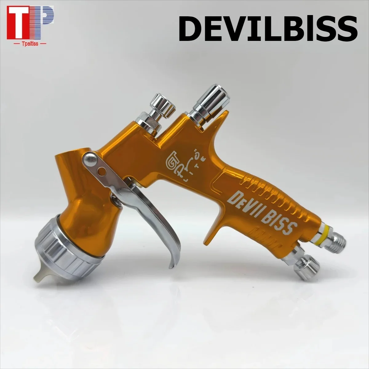 Краскопульт Tpaitlss GTl Pro TE20/T110 с соплами 1.3мм/1.8мм, золотой, с емкостью для смешивания, для красок на водной основе, пневматический аэрограф