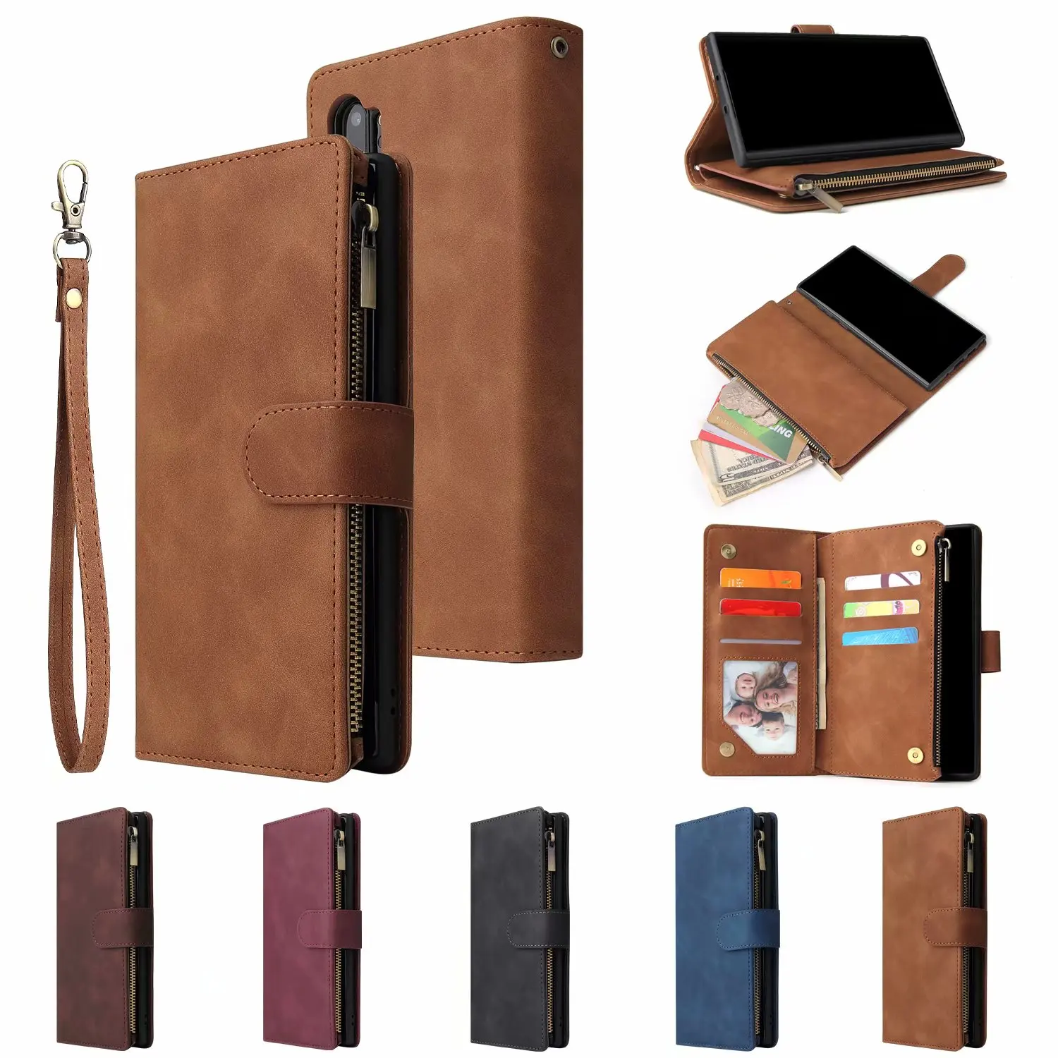 Luxury Leather Wallet For Sharp SH-M12 Zipper For SHARP AQUOS SENSE 3 Case Magnetic Flip Wallet Card Stand Cover Mobile