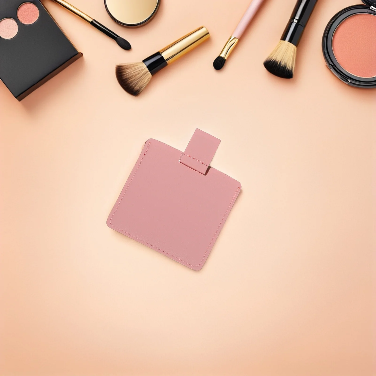 Mini miroir de voyage Compact de maquillage Portable pour femmes, 4 pièces, étui réfléchissant Hd en acier inoxydable Pu, petit miroir de poche