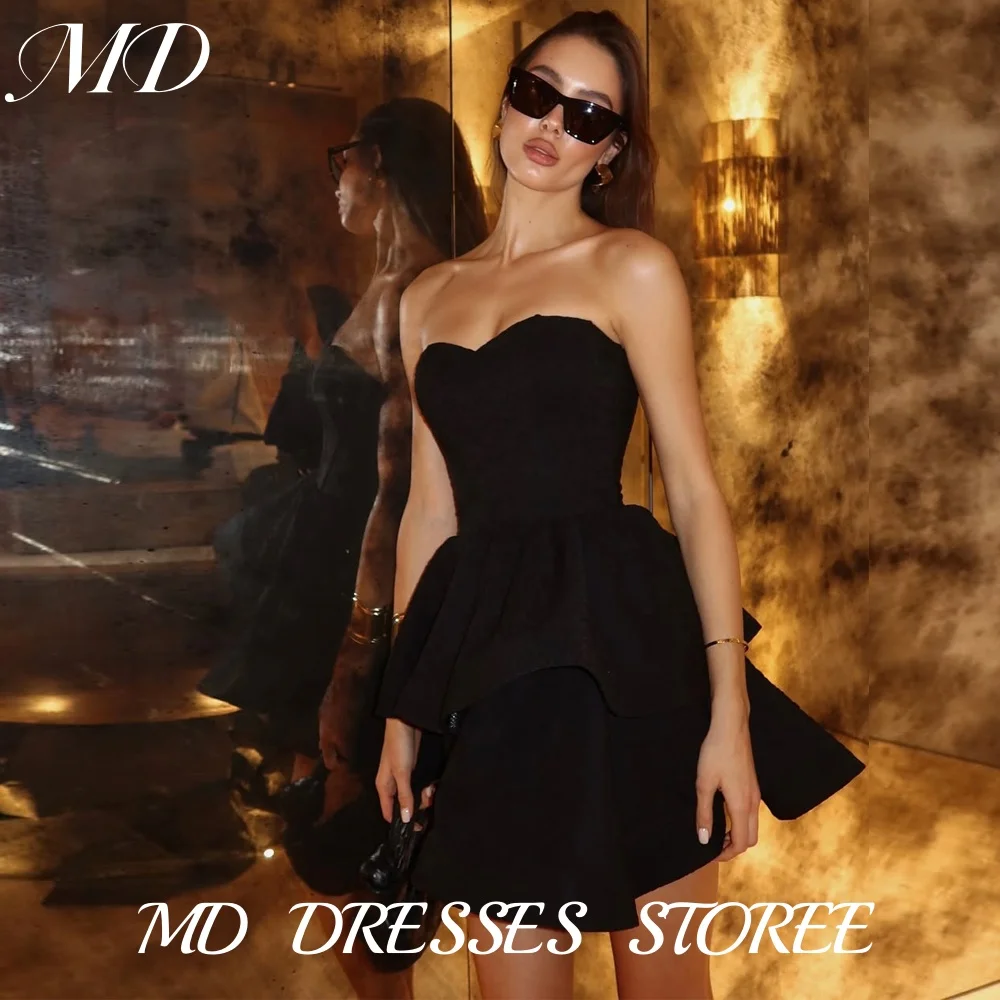 

MD Modern Short Sweetheart A-line Evening Gown Tiered Pleated Ruffle Cocktail Prom Gown vestidos Mini Prom Gown Customized 2025
