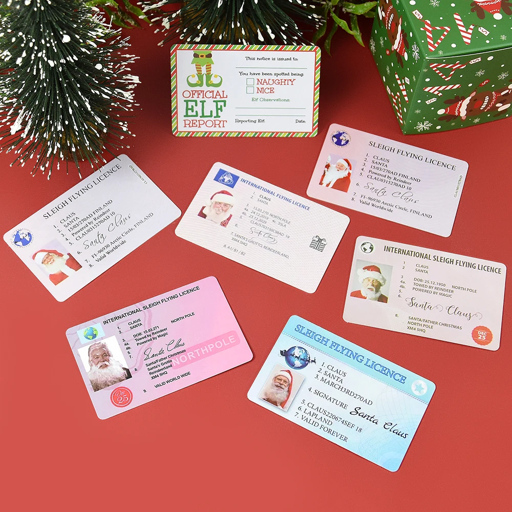 5/10pcs Creative Santa Claus Flight License  Christmas Eve Driving Licence for 2022 New Year Xmas Party Gift Decorations Navidad