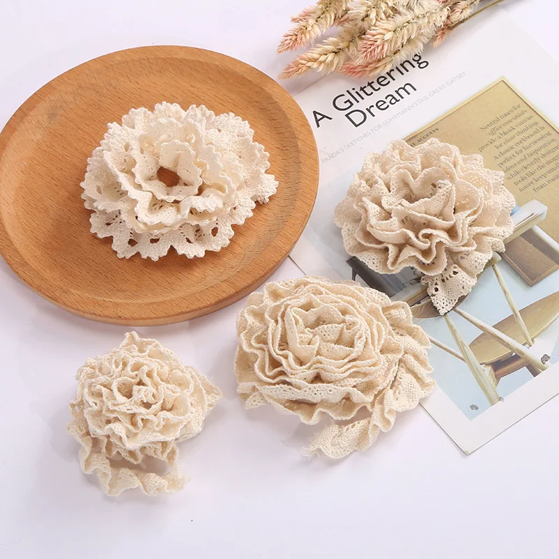 5Yards New 100% Cotton White Beige Elastic Lace Trims High Quality Guipure Embroidery Lace Trim Fabric DIY Sewing  Accessories